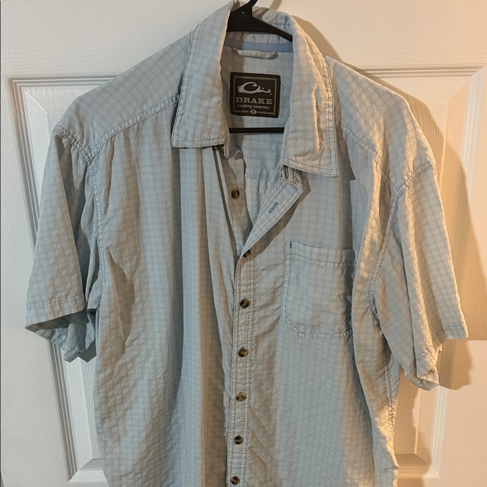 Drake Men's Casual Light Blue Button Down Shirt